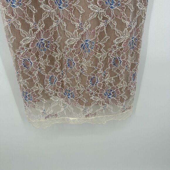 DRESS THE POPULATION Kay Dress White Tan Floral Lace Metallic Midi Dress Large - Picture 8 of 12